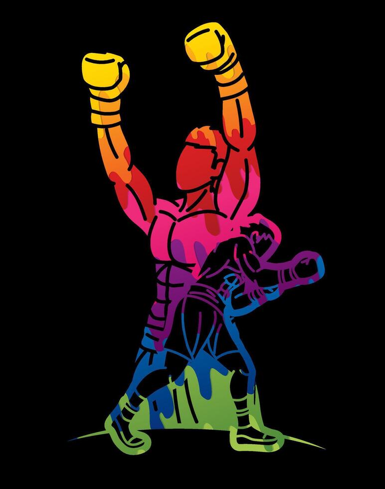 Ultimate Fighting Kickboxing Boxing Sport Boxer Mix Action Cartoon Graphic vector