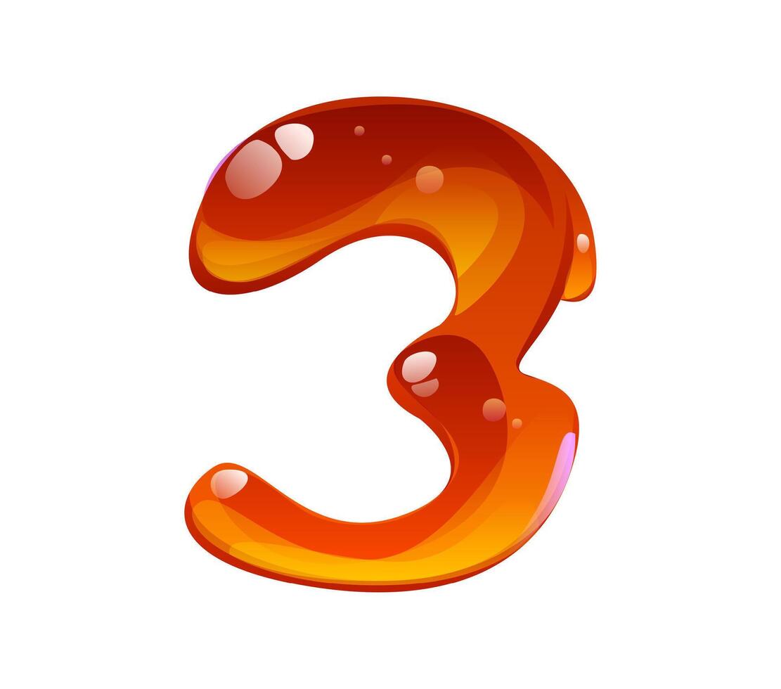 Honey font typeset, sweet nectar digit 3 three vector