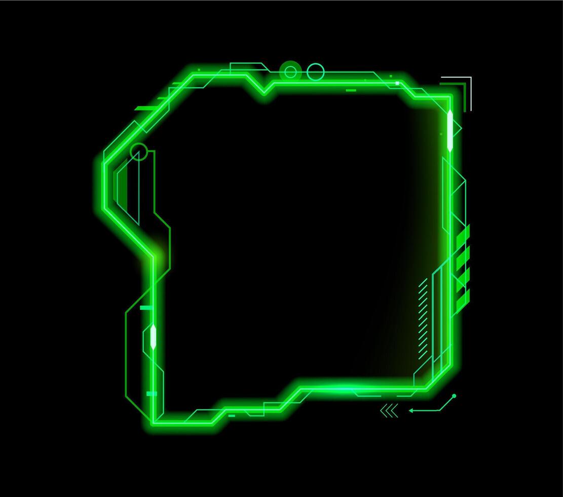 Neon green game HUD frame virtual callout title vector