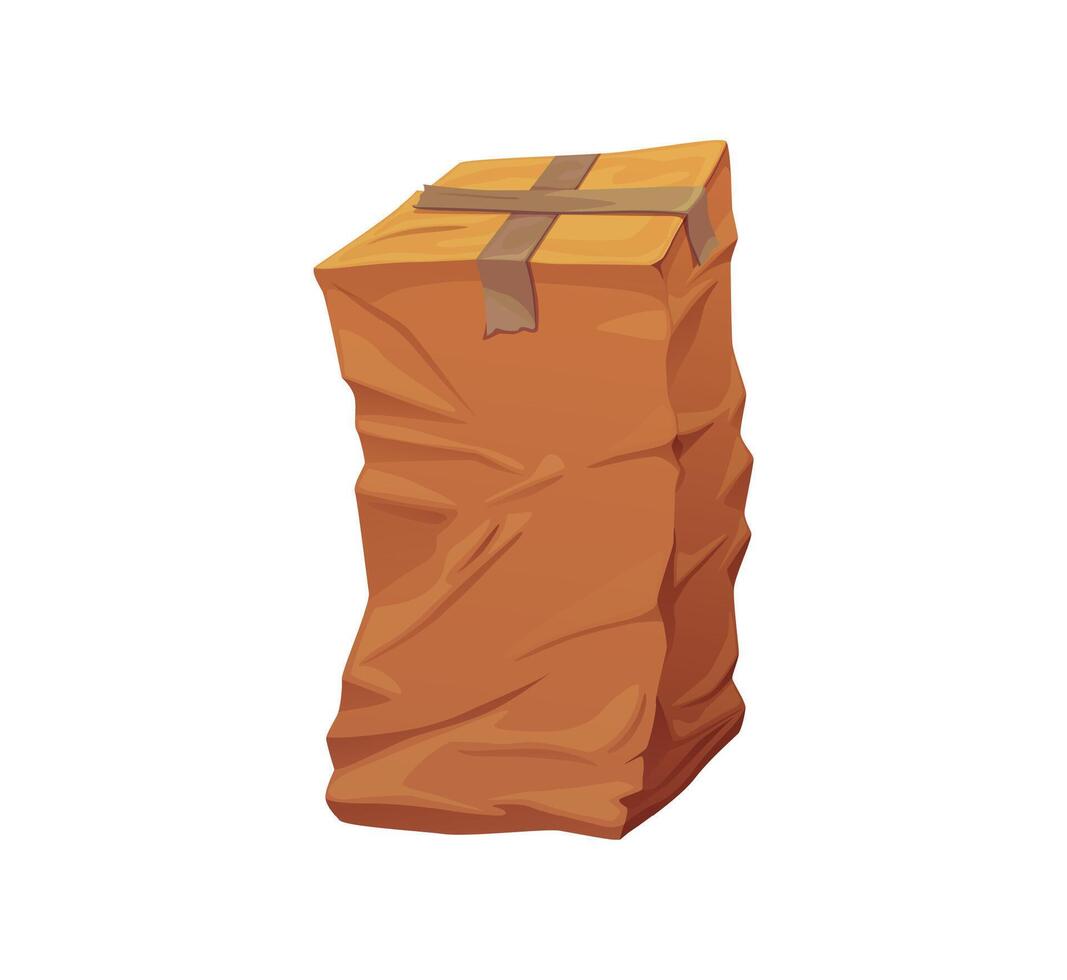 Damaged and dirty cartoon parcel cardboard box vector