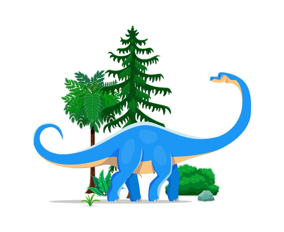 Dinosaur, cartoon prehistoric lizard Datousaurus vector