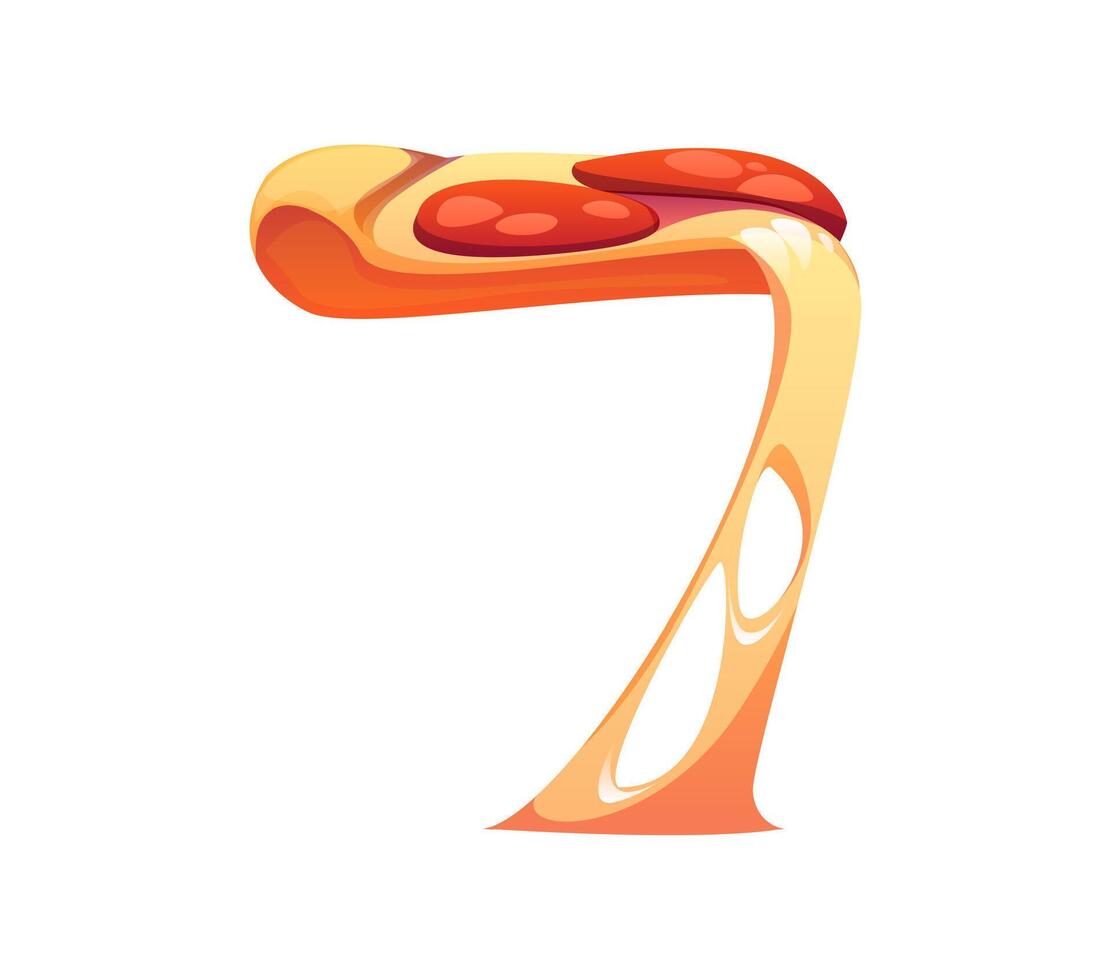 Fast food pizza ABC math font digit 7 seven vector