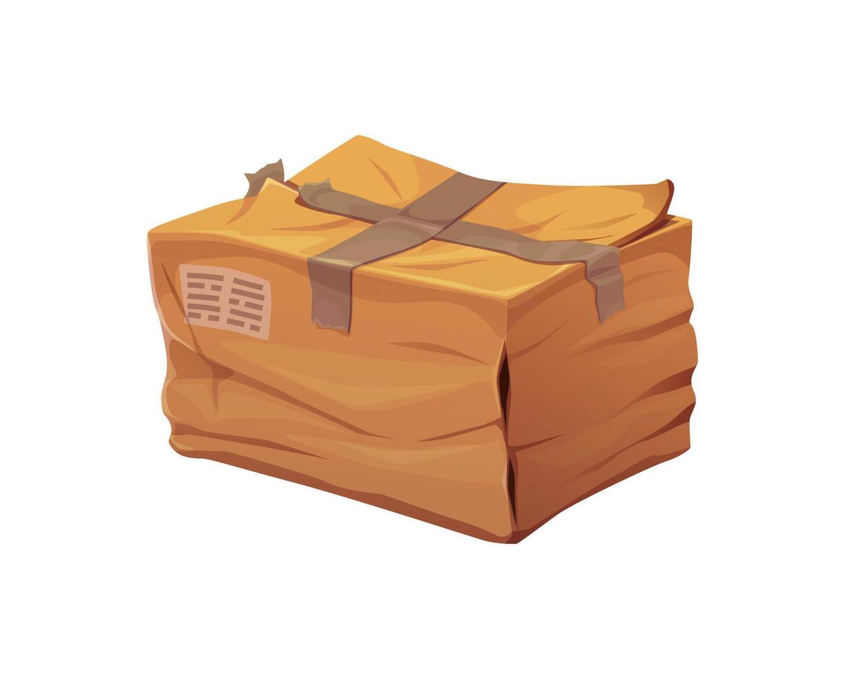 Damaged and dirty package cardboard cartoon box vector