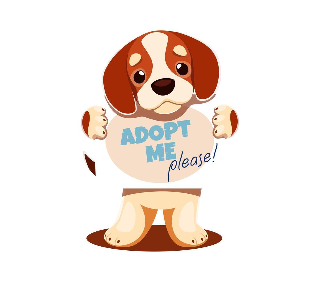 Adopt a dog cartoon puppy holding signboard vector