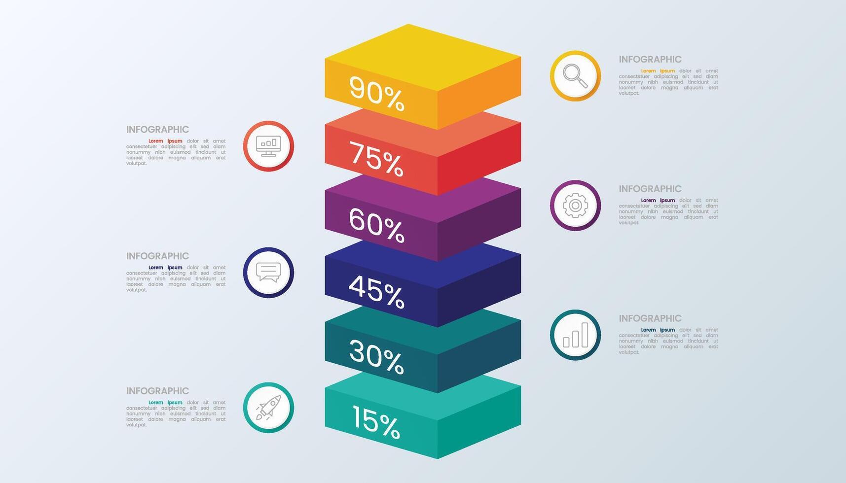 3D Layered Infographic Showing Percentage Status vector