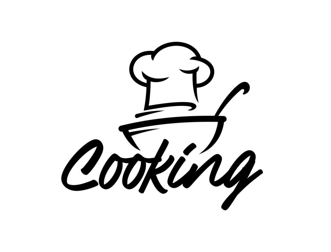 Chef cook icon, black and white cooking label vector