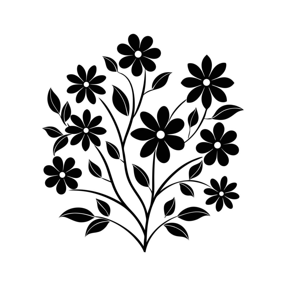 hand drawn Floral Composition Sketch outline Silhouette Art vector