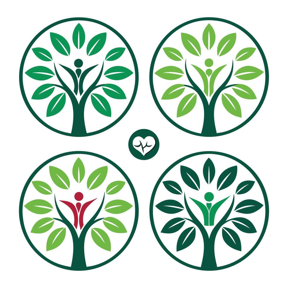 People Tree Logo and Wellness. vector