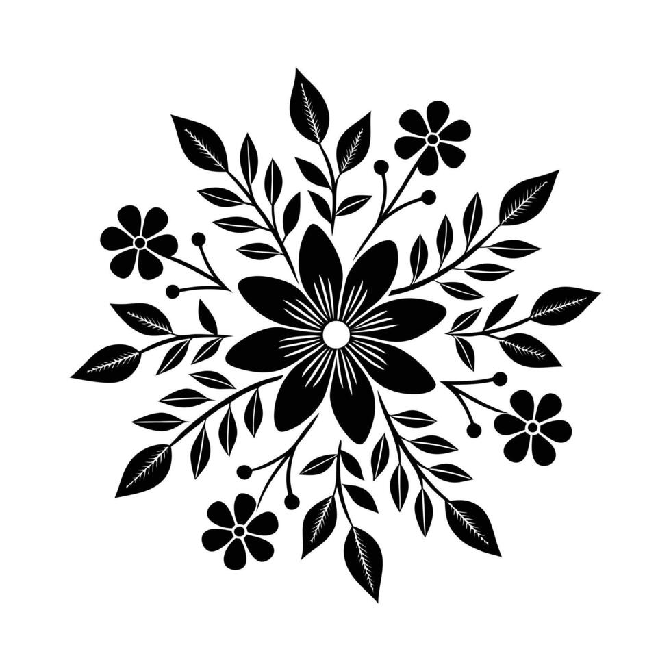 Floral Composition Sketch outline Silhouette Art vector