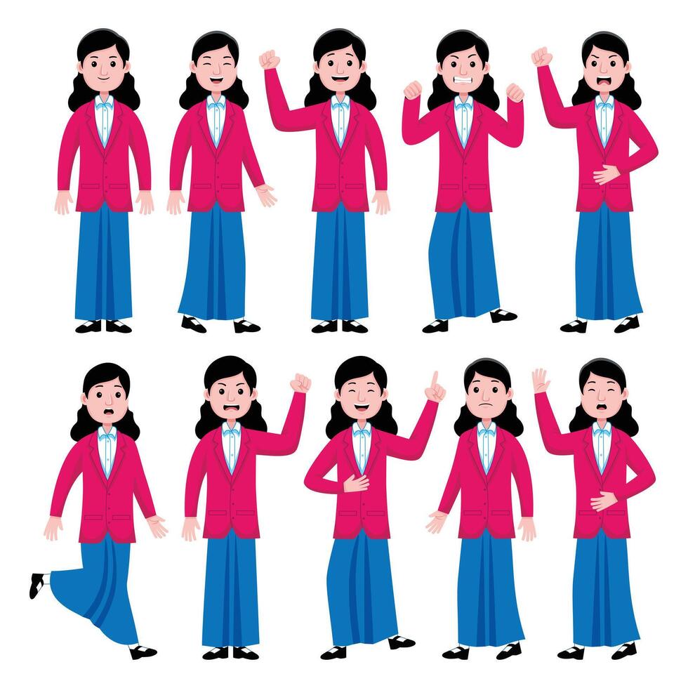 Woman Student Characters Expression vector
