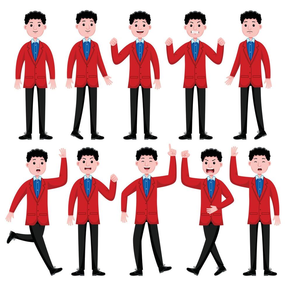 Man Student Characters Expression vector
