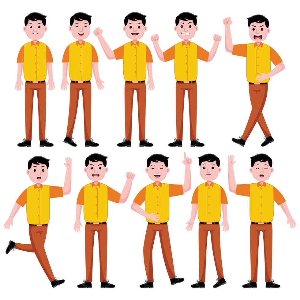 Young Man Characters Expression vector