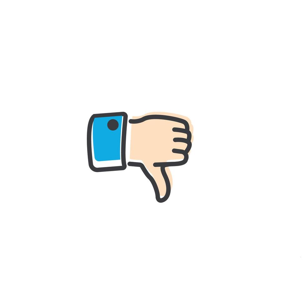 illustration of a hand showing a dislike sign. vector
