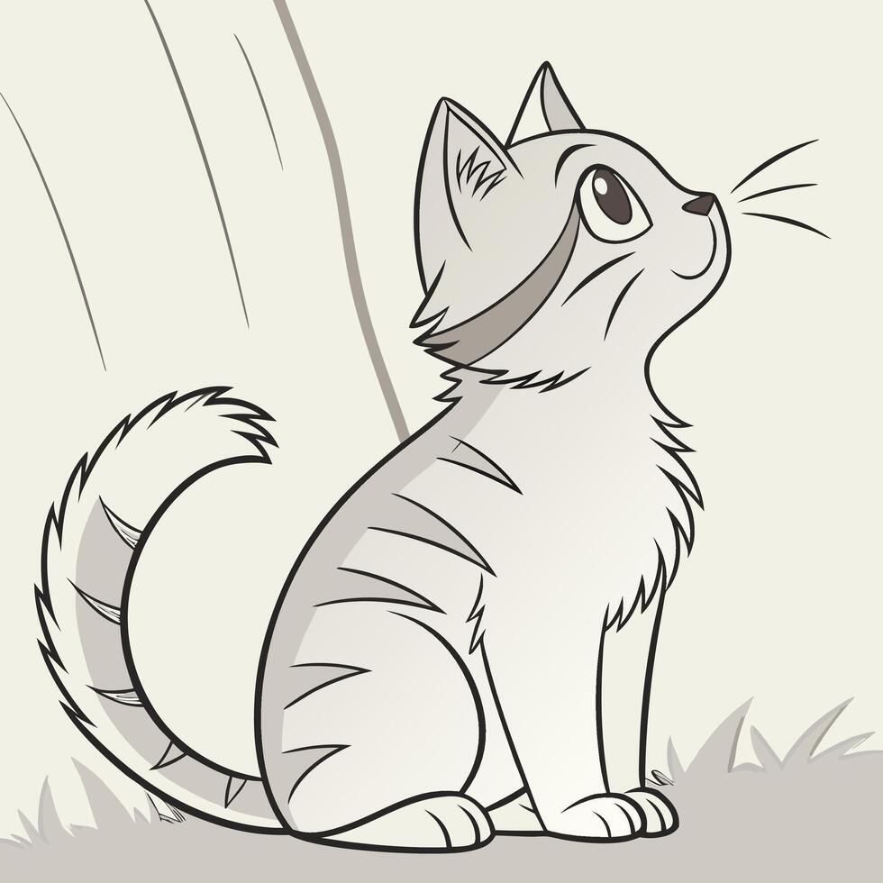 Portrait of a beautiful gray striped cat close up vector