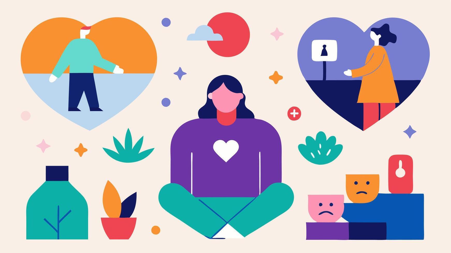 Each illustration can convey the various aspects of breaking free from unhealthy relationship patterns and embracing independence and selfgrowth.. vector