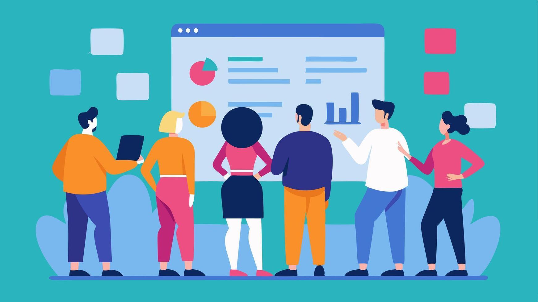 Data Collaboration A group of diverse people gathered around a large ...