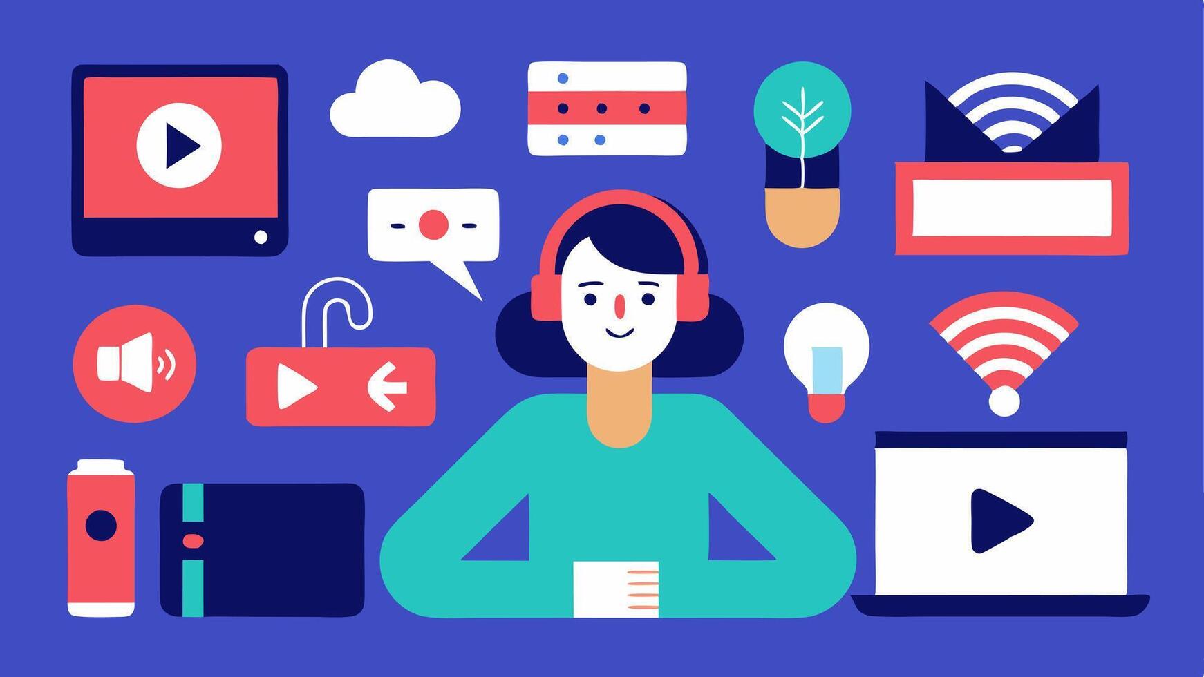 These s collectively capture the theme of how streaming services are disrupting traditional forms of media showcasing various facets of this transformation.. vector