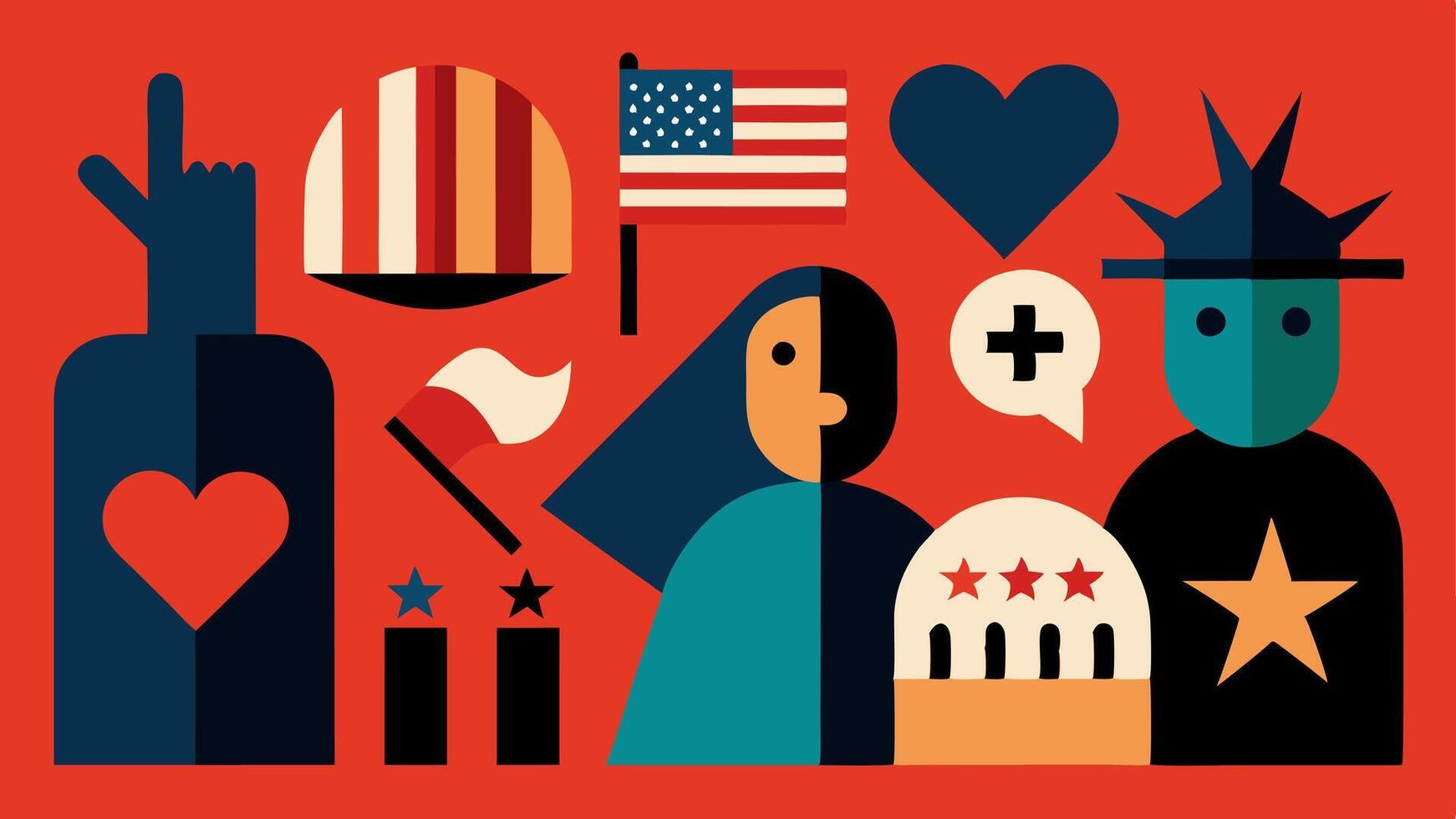 These s can visually convey the complex themes surrounding antiimmigrant sentiment and the rise of nationalism.. vector