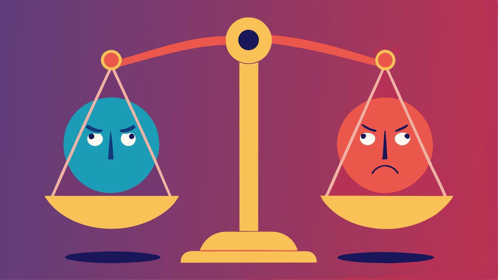 Balance Scales Scales weighing Fear of Judgment against True Self illustrating the internal struggle many face when trying to balance authenticity with societal pressures.. vector