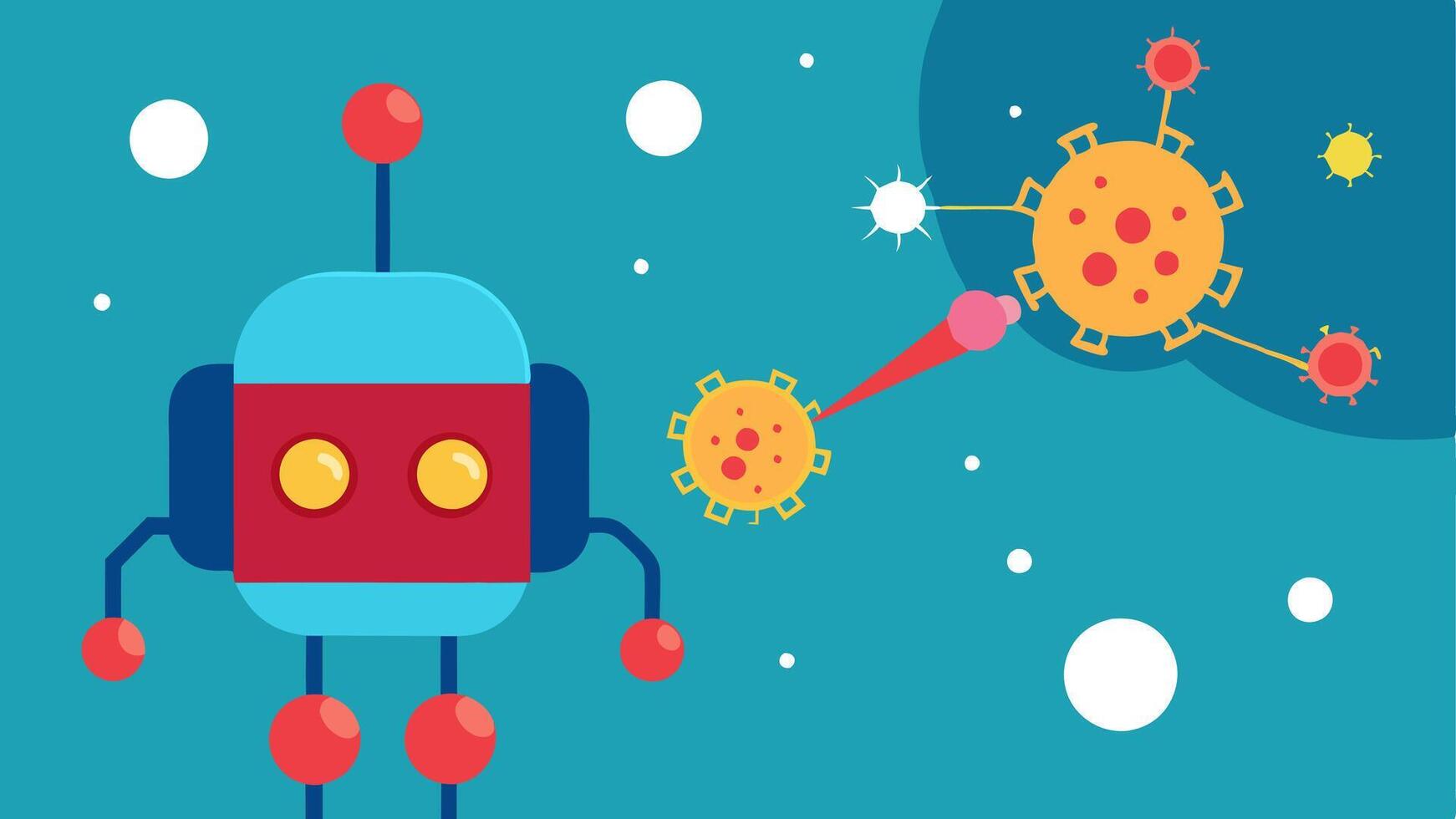 Inflammation Relief A nanobot releasing antiinflammatory substances around inflamed tissue while communicating with nearby cells visually distinct from surrounding cells.. vector
