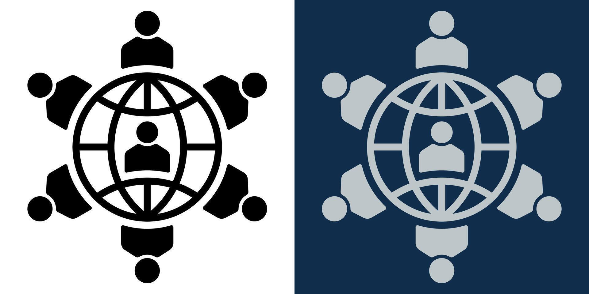 Connected World Community Icon. Global Network Community Icon. Teamwork, Collaboration and Connection Symbol. Worldwide Communication, Social Network and Internet People Concept in Minimal Style vector
