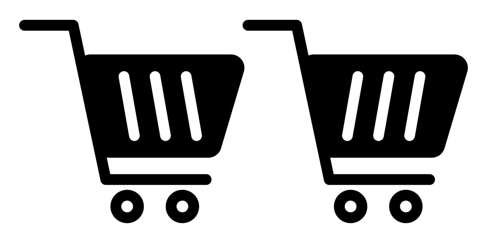 Shopping cart icons. Black silhouette symbols of empty supermarket trolleys for e-commerce, online store, retail interface, or buy buttons. Perfect for web, app, or UI design templates. vector