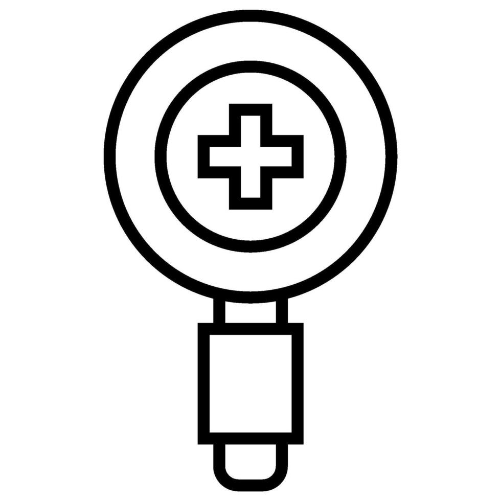 medical symbol in magnifying glass outline icon vector