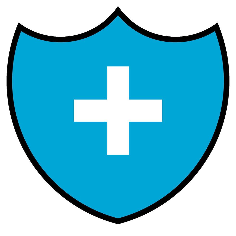 Health Shield Symbol with Cross vector