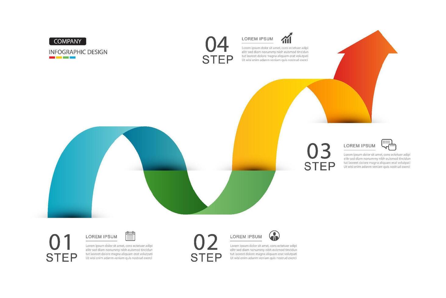 Infographic arrow symbol timeline business 4 steps to success. vector