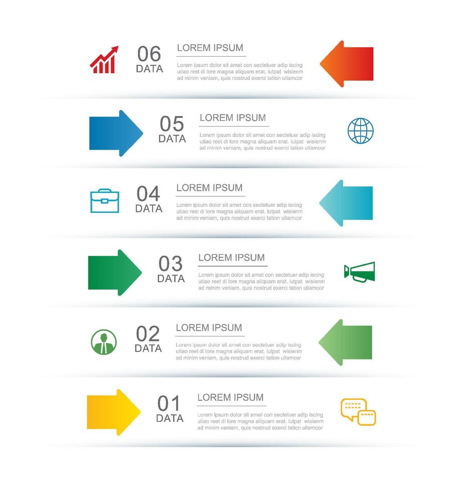 6 data infographics tab index layout template. Illustration business background. vector