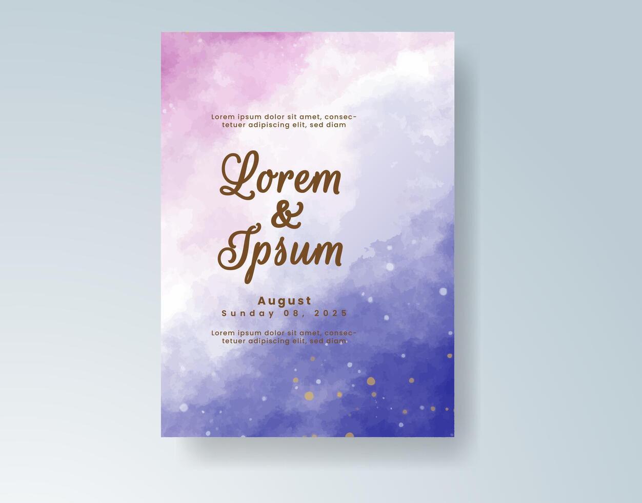 Romantic floral watercolor wedding card with deckled edges vector