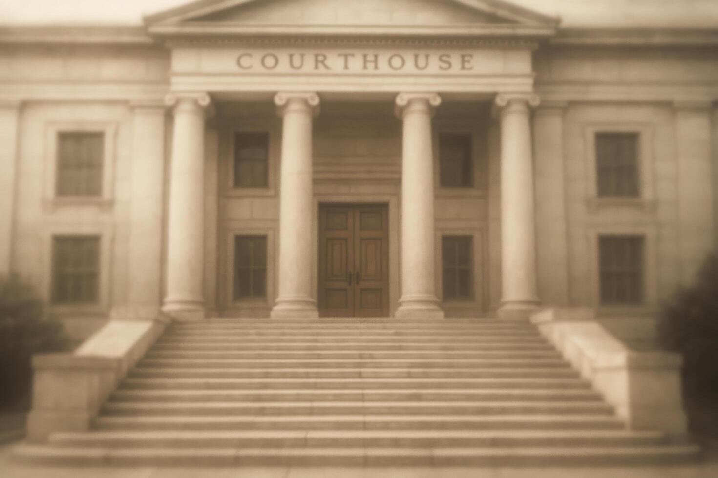 Historic Courthouse With Grand Steps at Sunset Showcasing Classical Architecture photo