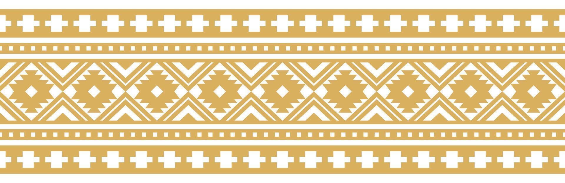 American Tribal Geometric Motif in Ethnic Aztec Mexican Border Design. vector