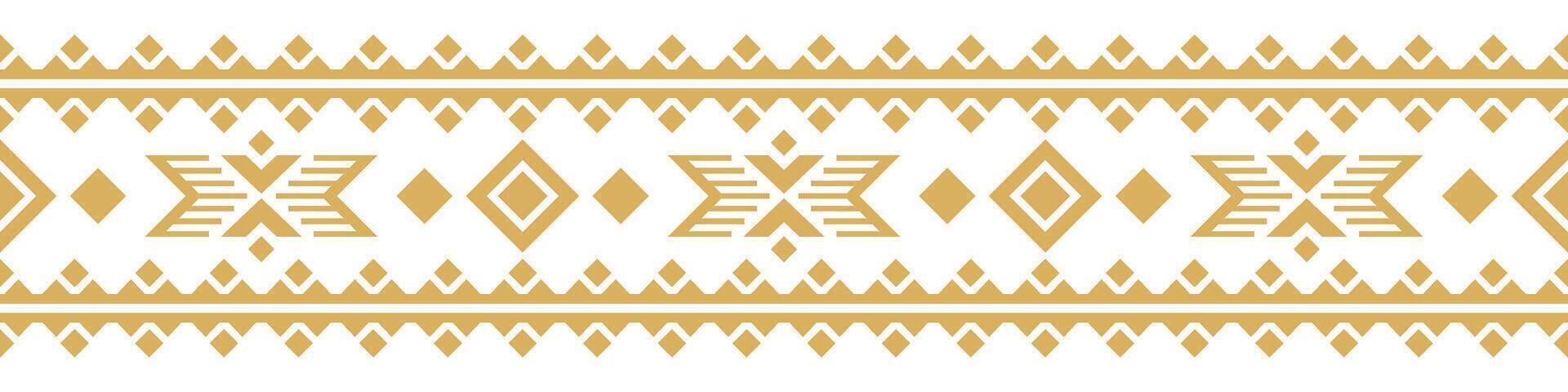 Aztec Retro Tribal Border with Geometric Gold Ethnic Pattern Elements. vector