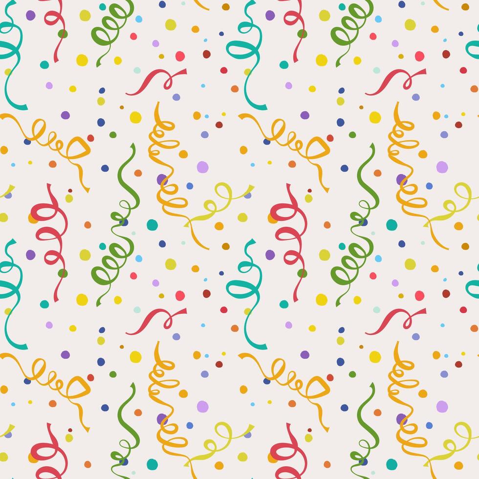 Seamless pattern of colorful confetti on beige background. vector