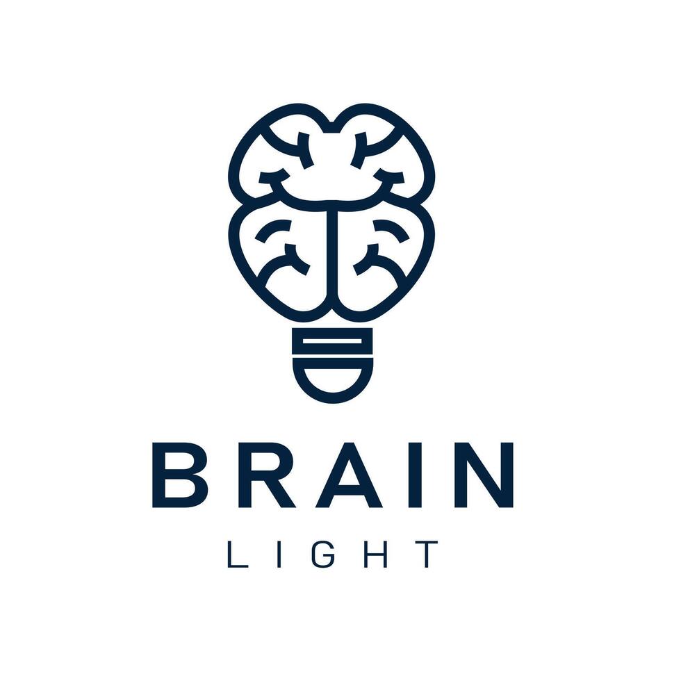 Brain inside a light bulb. illustration representing innovation, solution and education logo design. vector
