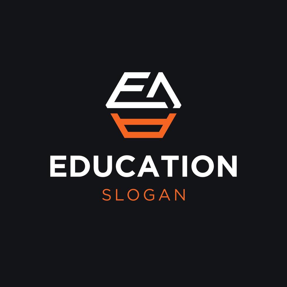 Modern Logo of Letters E and A in Hexagon Shape on Black Background vector
