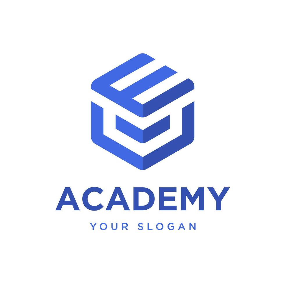Modern Hexagon Logo with Letter E and Graduation Cap Unique Education Design For School Logo Design vector