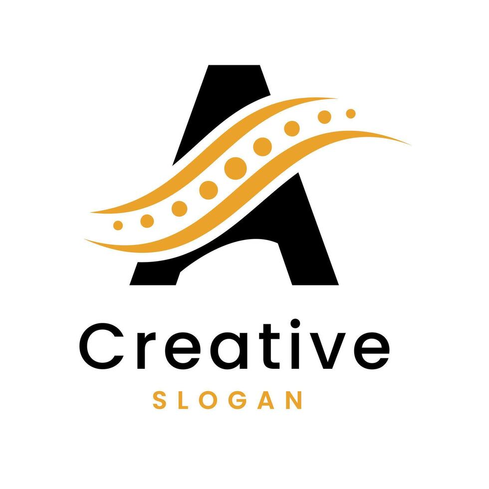 Unique Letter A Design with Abstract Spine Icon Minimalist Logo for Health, Chiropractic and Fitness Branding vector