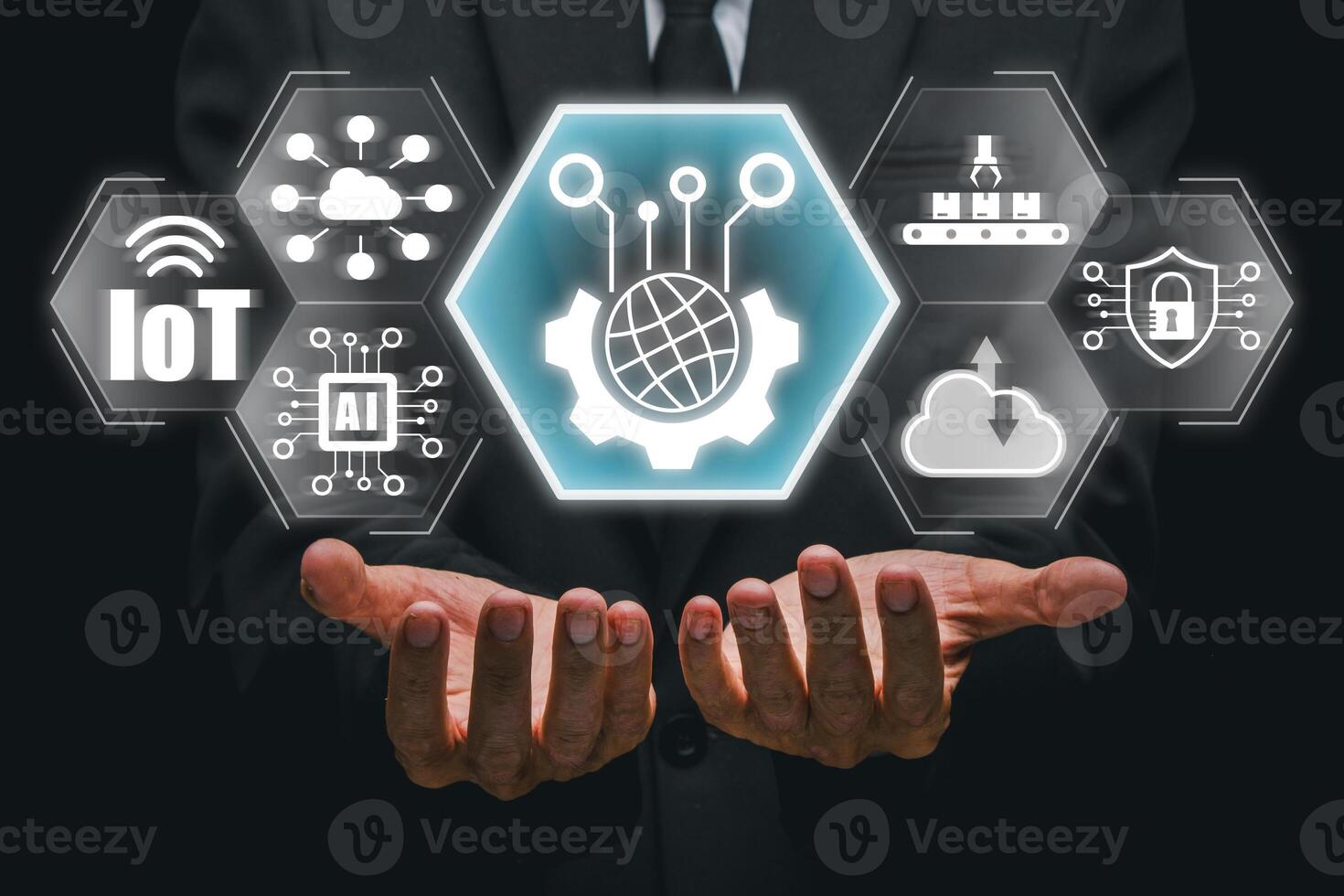 Explore futuristic technology with digital interfaces and innovation elements, showcasing a modern business environment. photo