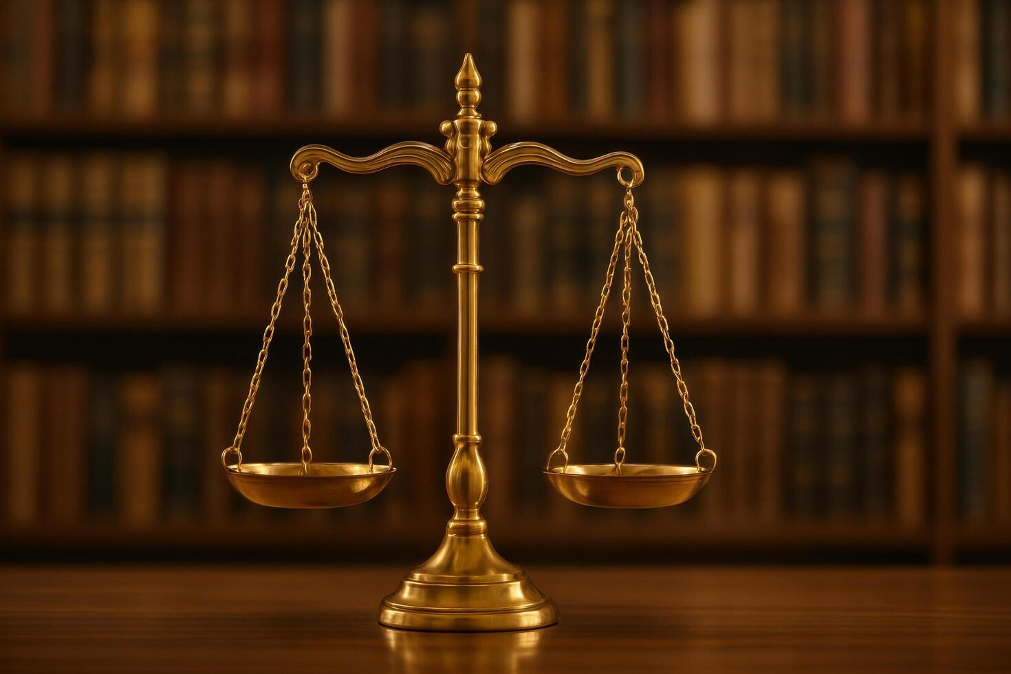 Golden Scales of Justice in a Library With Books During the Day photo