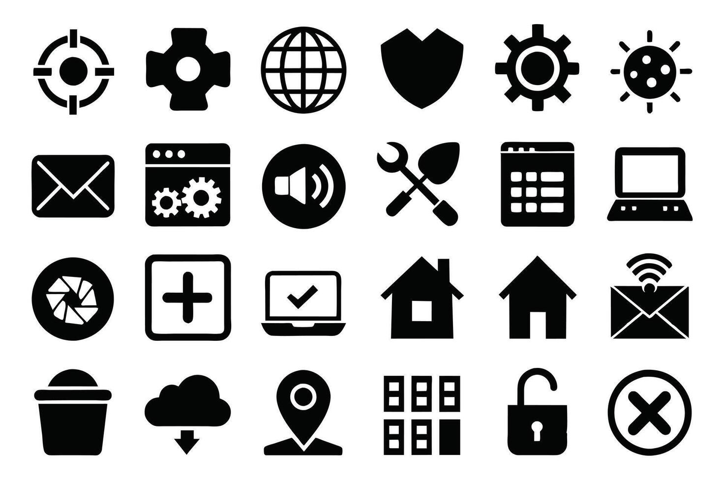 A flat Black Icon Set for Technology and Web Design vector