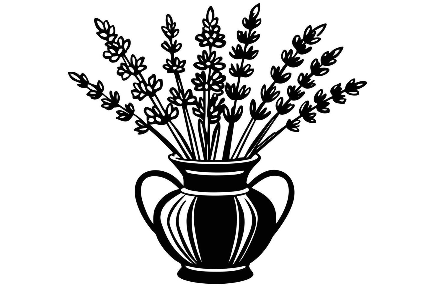 A black and White Lavender in Vase vector