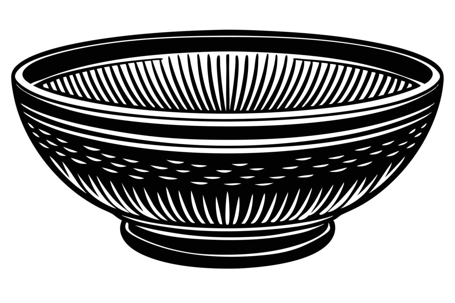 Elegant Black and White Decorative Bowl Illustration vector