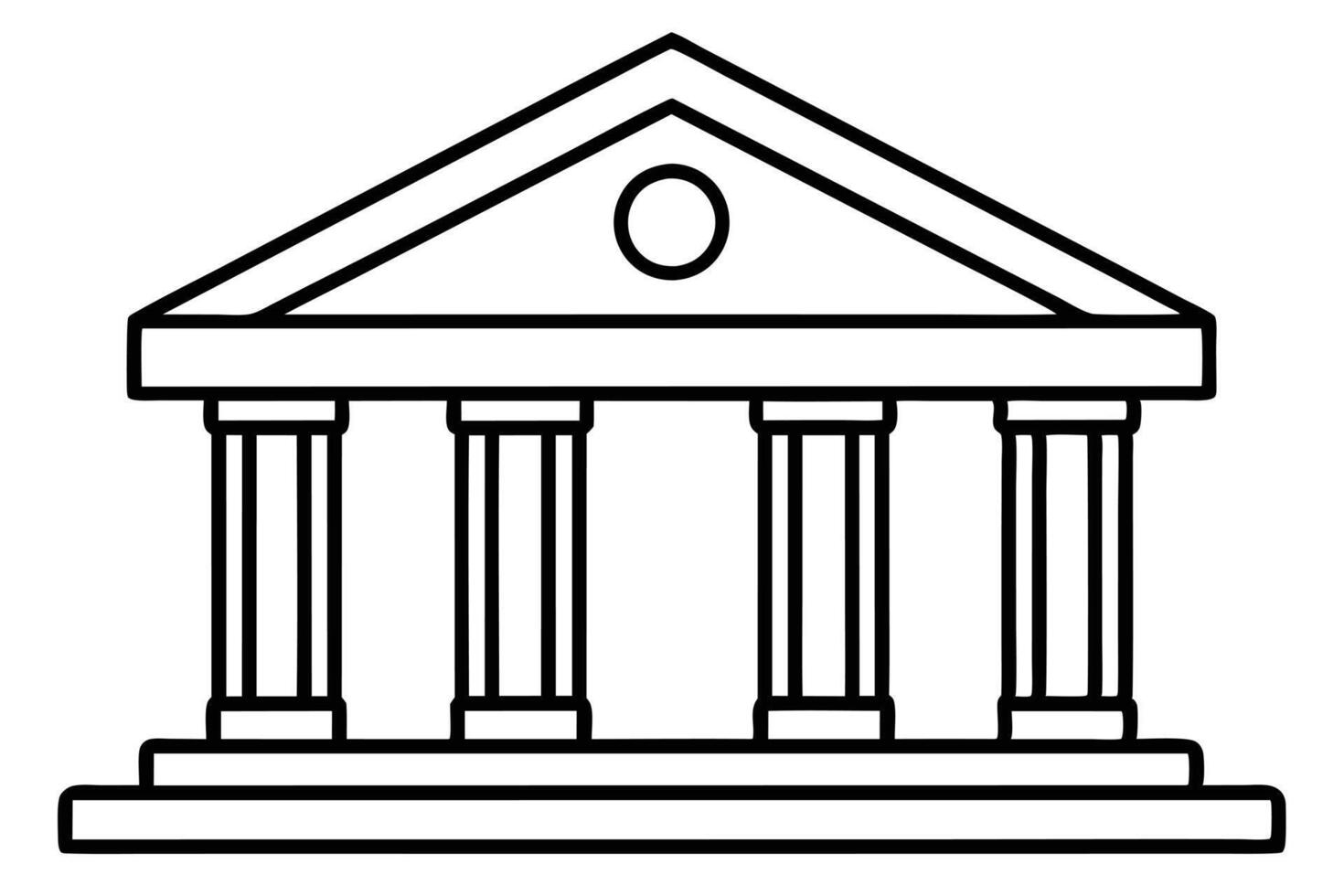 Simple black and white illustration of a classical style building. vector