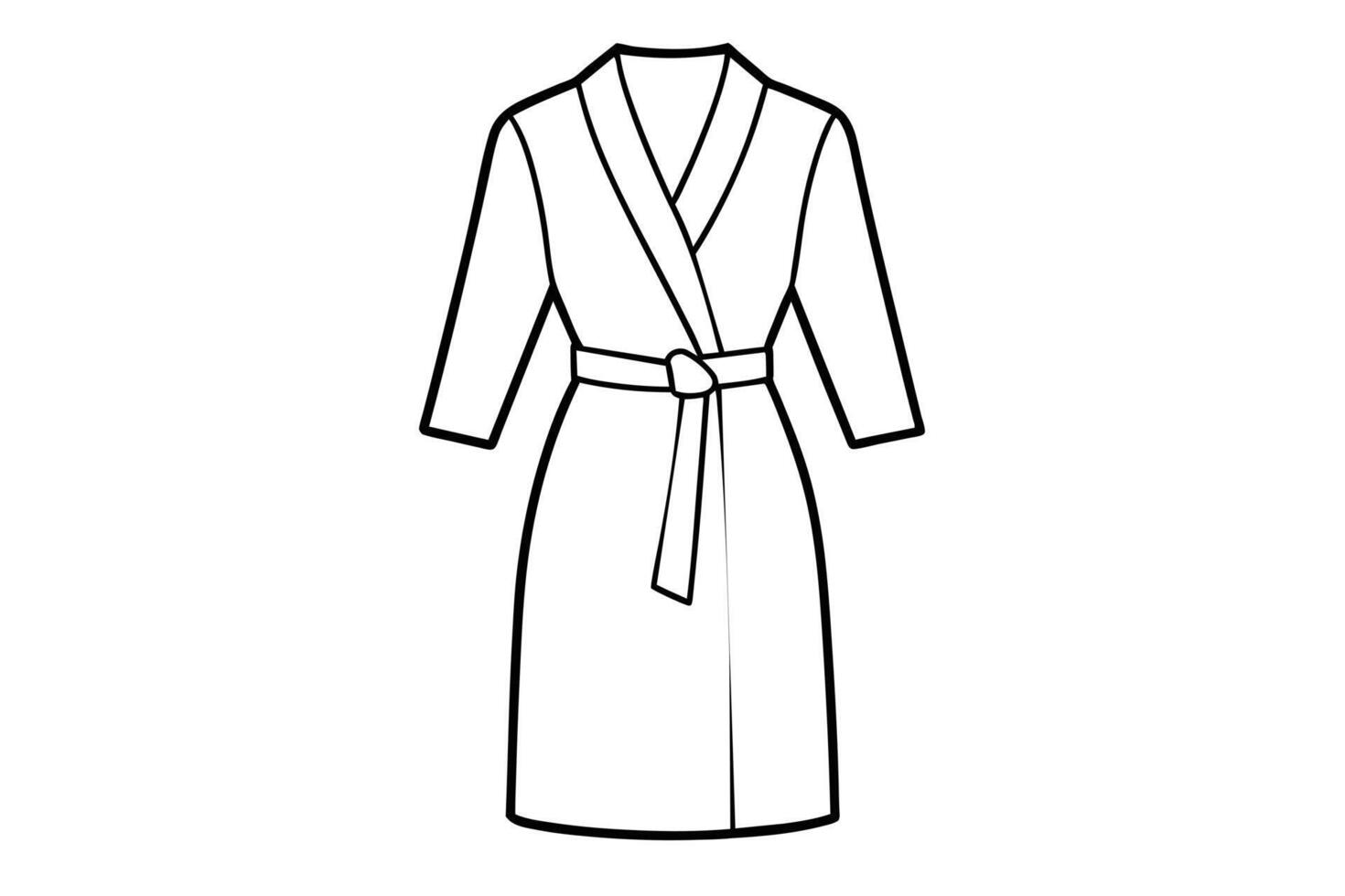 Elegant outline drawing of a classic wrap robe. vector