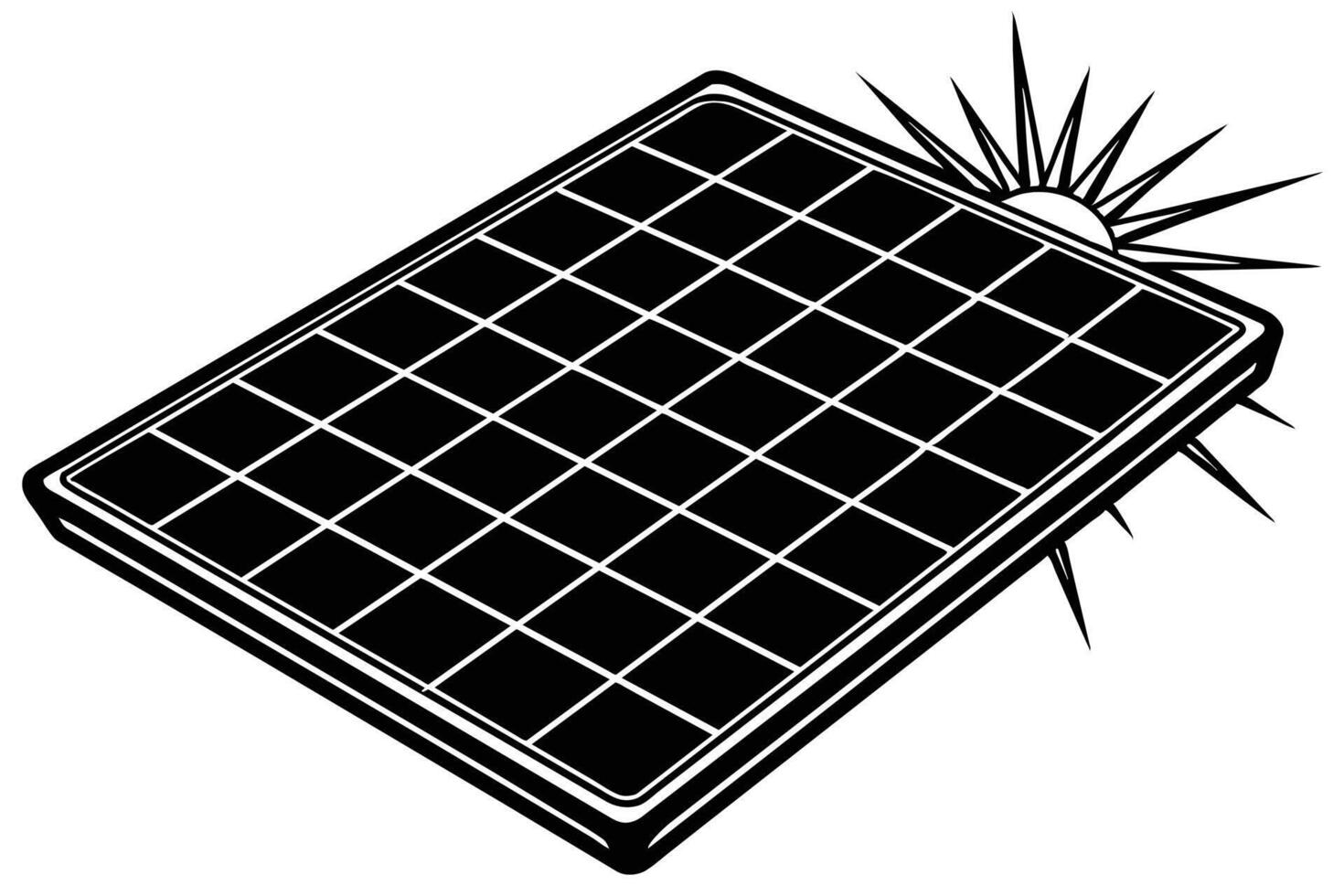 A black and white illustration of a solar panel. vector