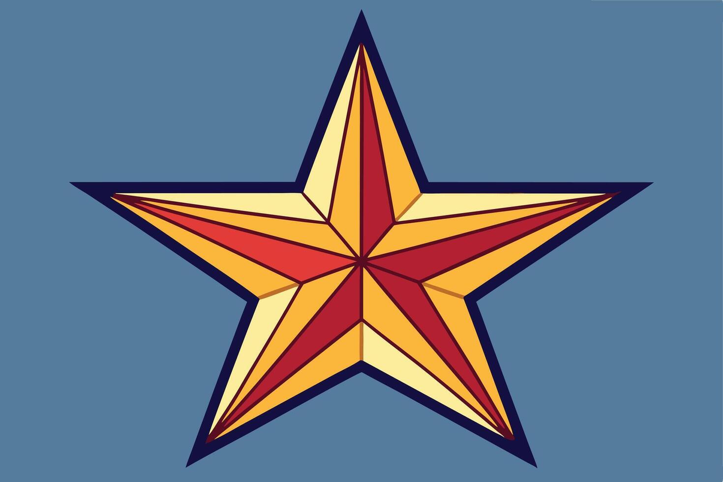 Vibrant, stylized star graphic design in shades of yellow and red. vector