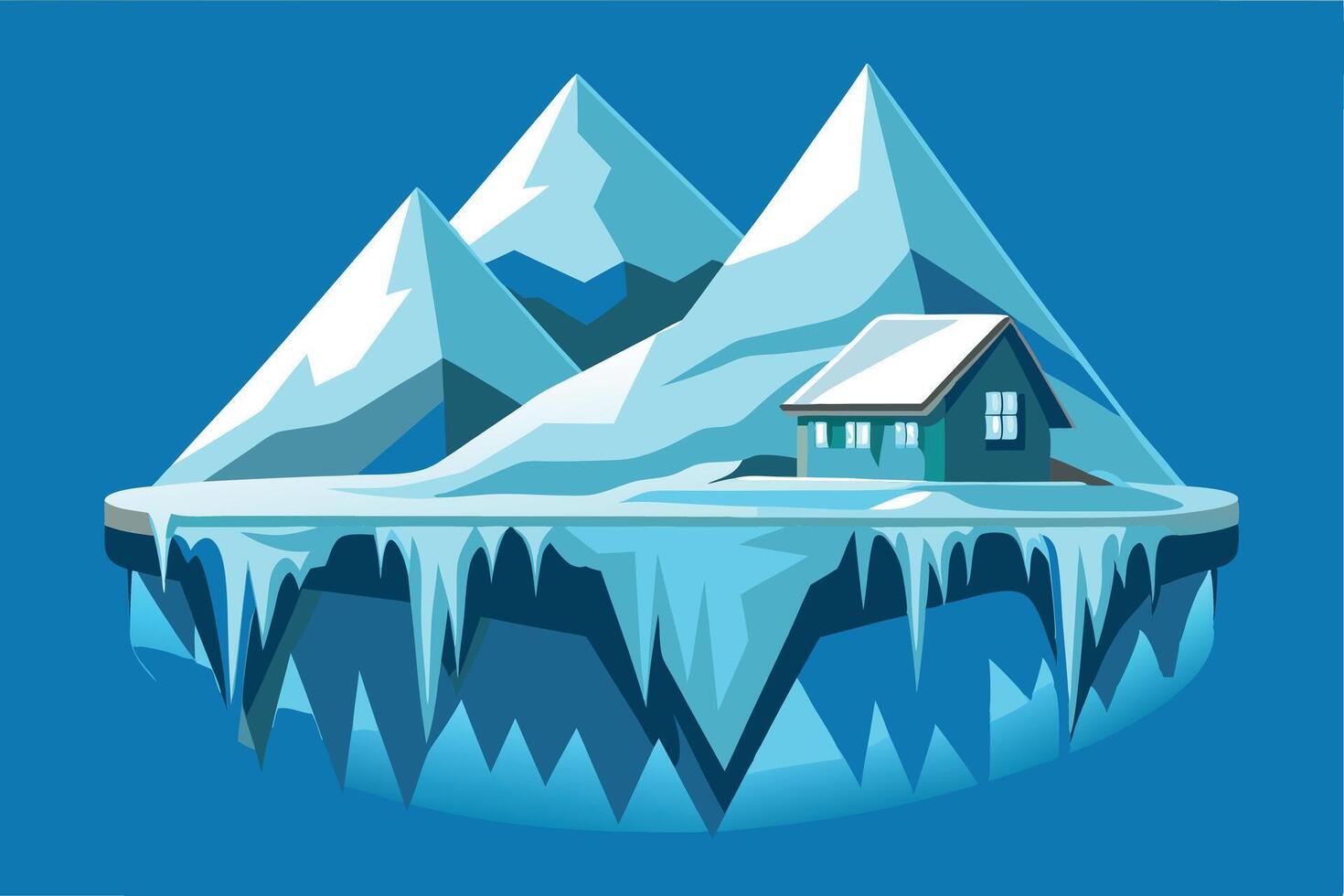 A floating Iceberg Home with Mountainous Landscape vector