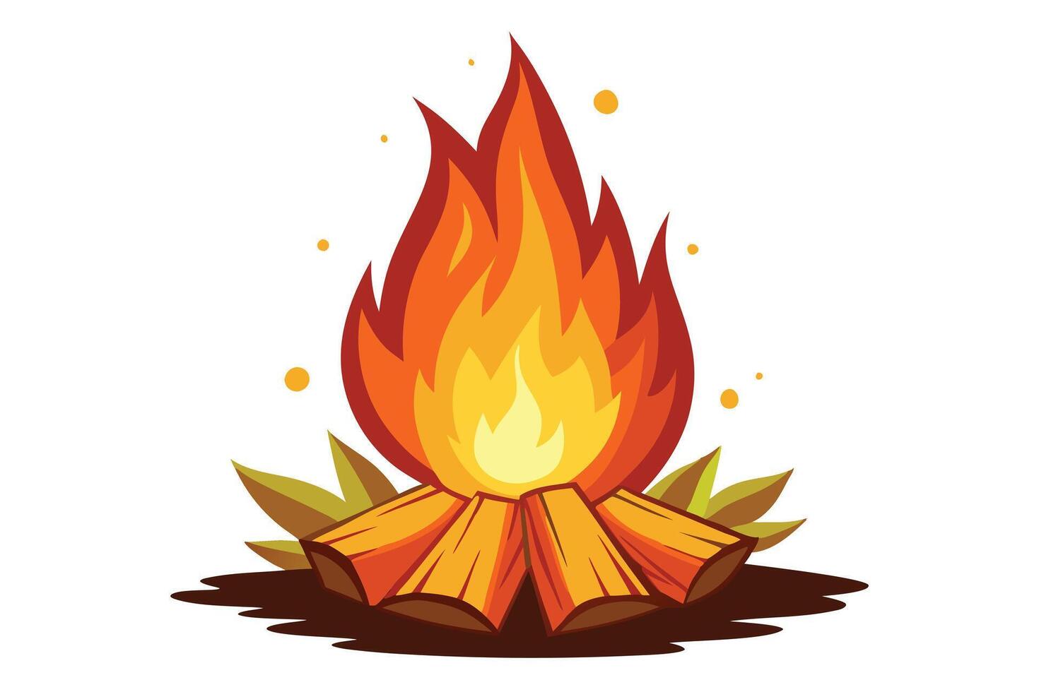 Cartoon Campfire with Bright Flames vector